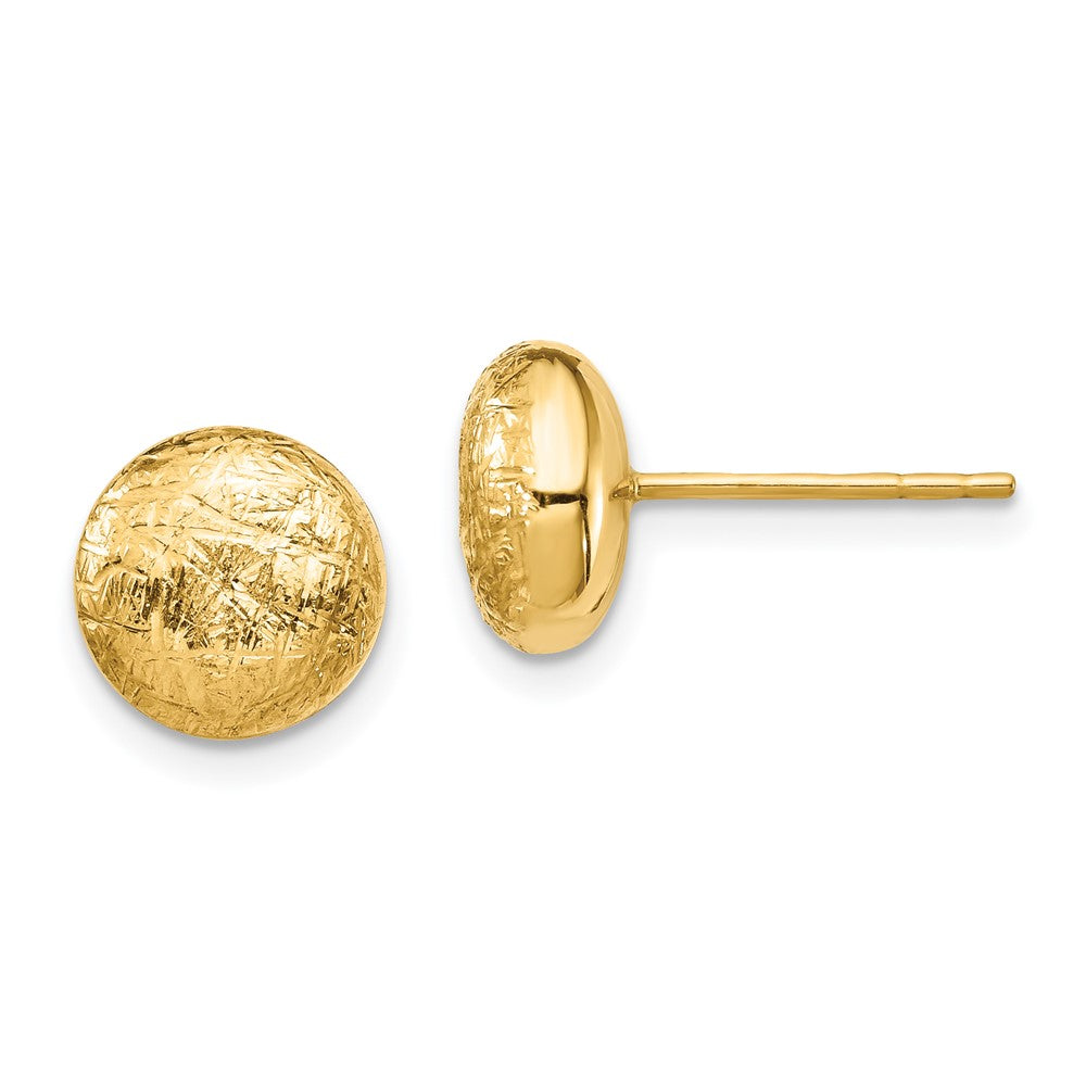 14K Gelbgold Scratch Finish Hohl Ohrstecker