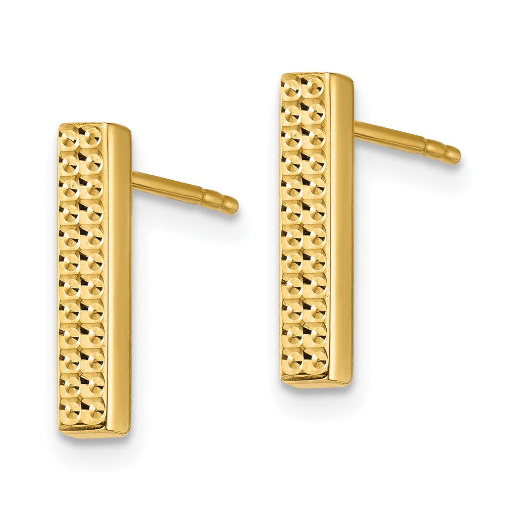 14K Gelbgold Strukturiert Stab Ohrstecker