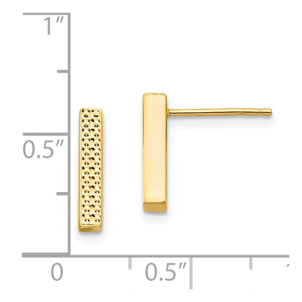 14K Gelbgold Strukturiert Stab Ohrstecker