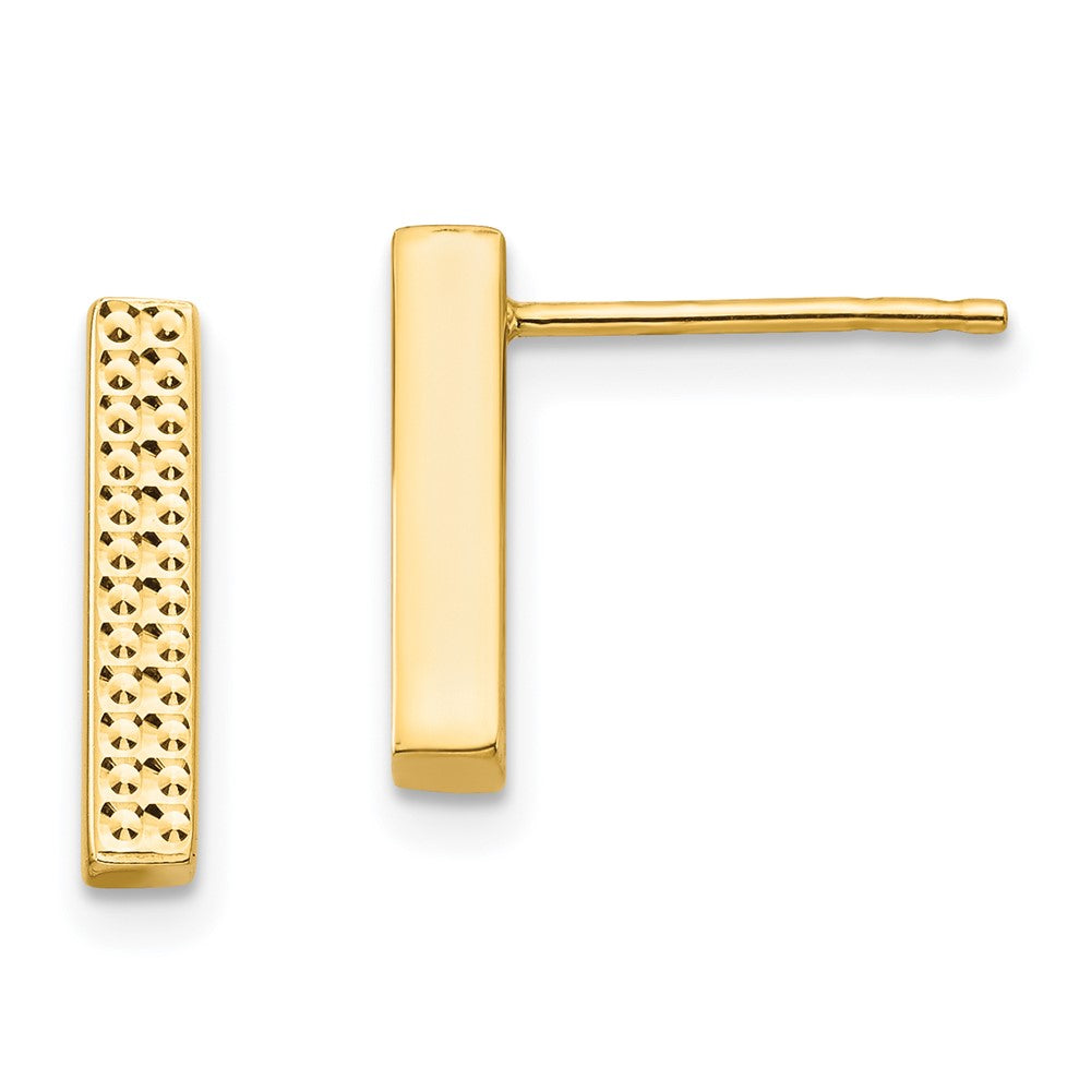 14K Gelbgold Strukturiert Stab Ohrstecker