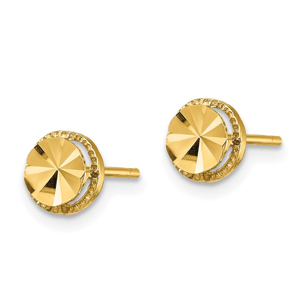 14K Gelbgold Diamantiert Rund Ohrstecker