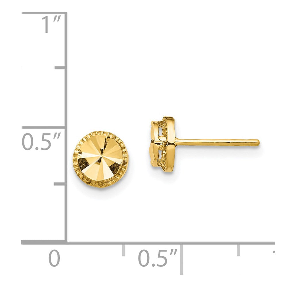 14K Gelbgold Diamantiert Rund Ohrstecker