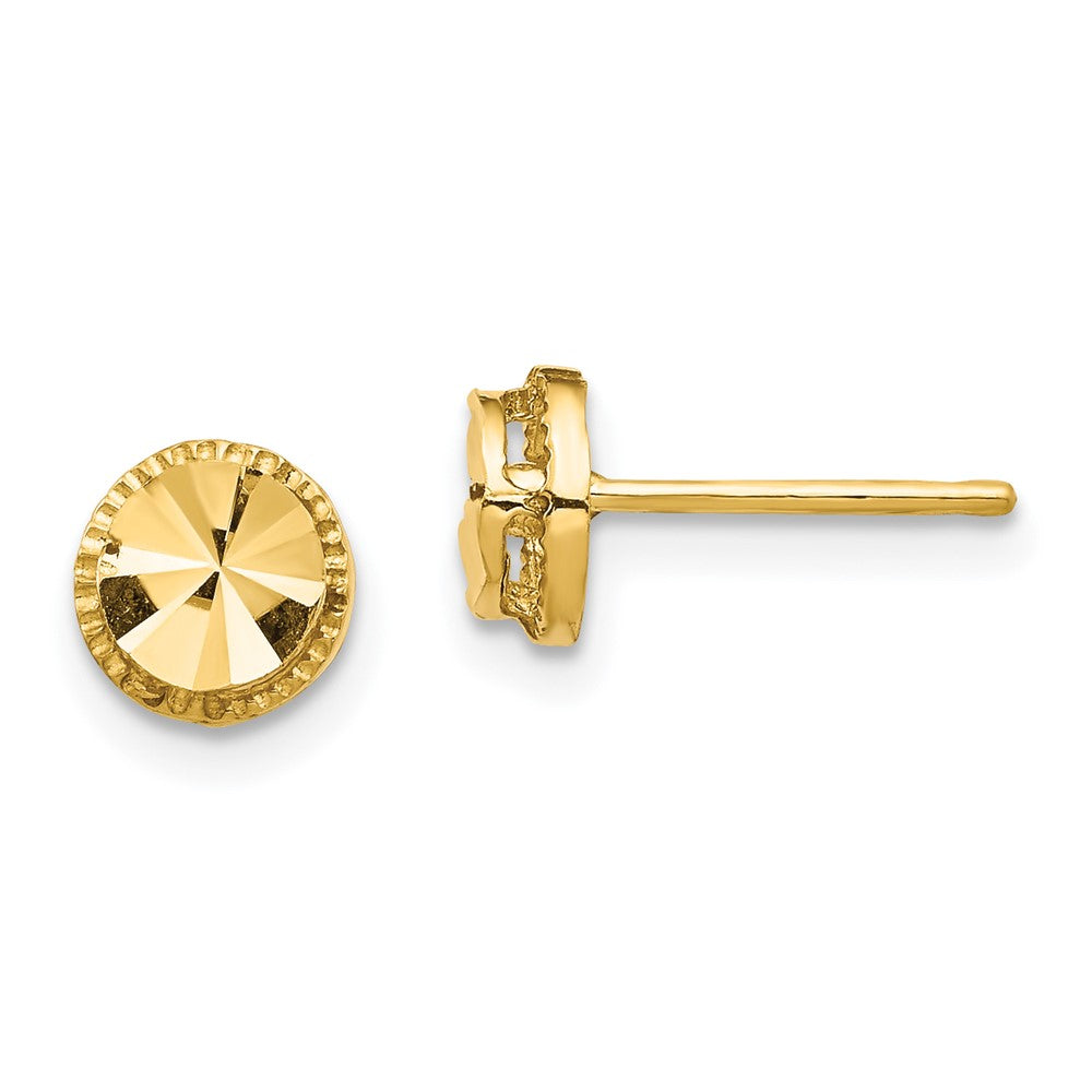 14K Gelbgold Diamantiert Rund Ohrstecker