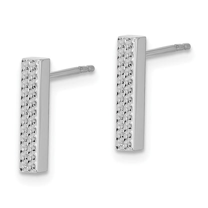 14K Weißgold Strukturiert Stab Ohrstecker