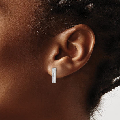 14K Weißgold Strukturiert Stab Ohrstecker