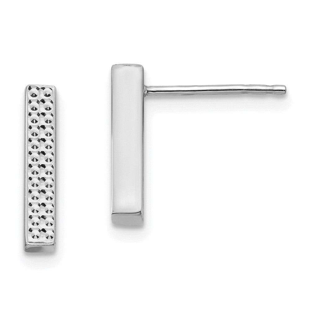 14K Weißgold Strukturiert Stab Ohrstecker