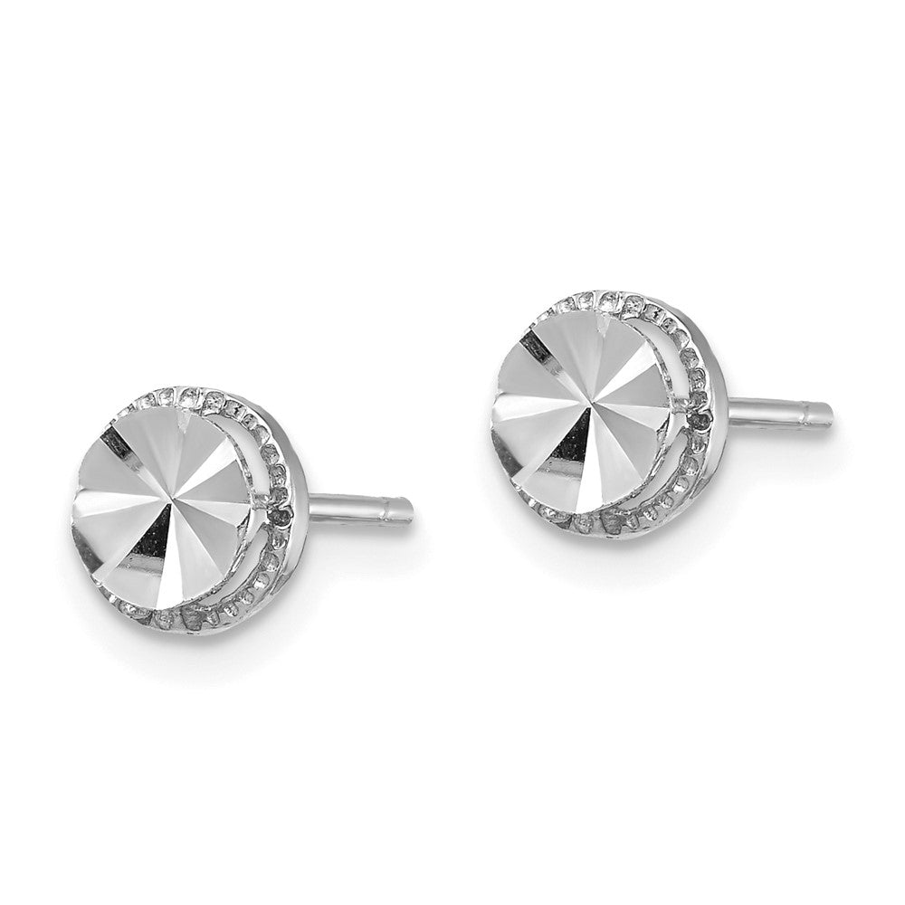 14K Weißgold Diamantiert Rund Ohrstecker