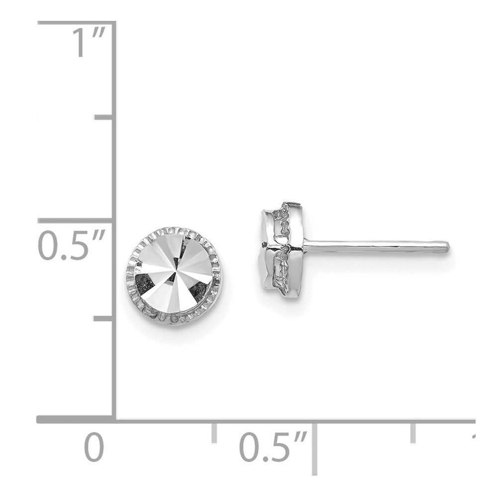 14K Weißgold Diamantiert Rund Ohrstecker