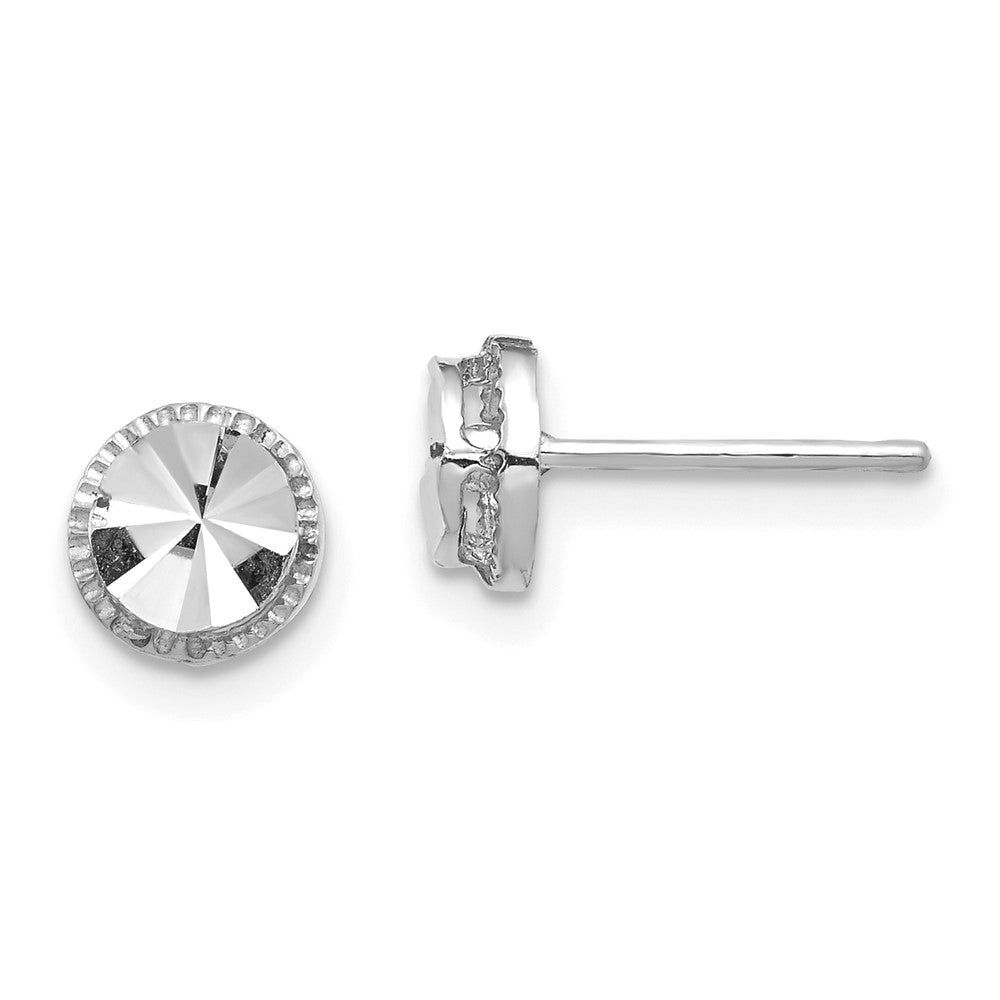 14K Weißgold Diamantiert Rund Ohrstecker