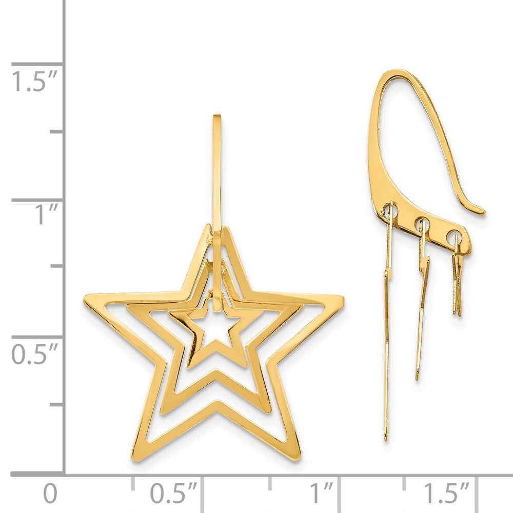 14K Gelbgold Dreifach Stern Ohrhänger