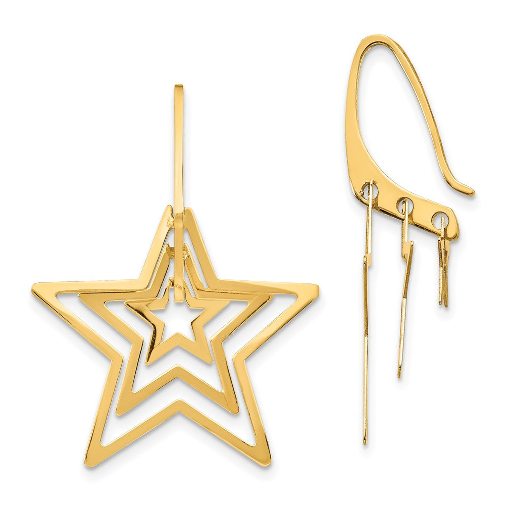 14K Gelbgold Dreifach Stern Ohrhänger