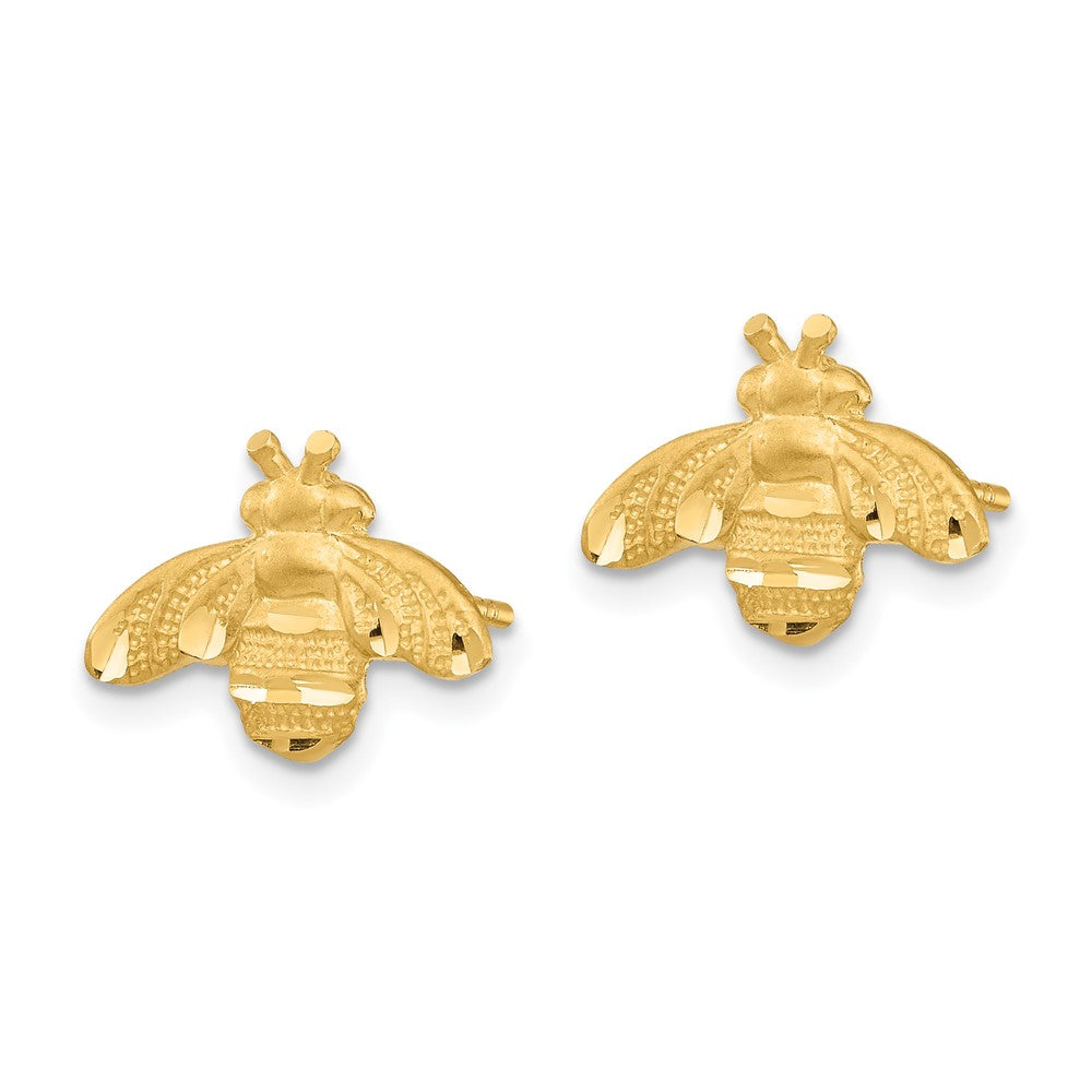 14K Gelbgold Diamantiert Biene Ohrstecker
