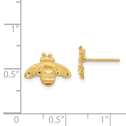 14K Gelbgold Diamantiert Biene Ohrstecker