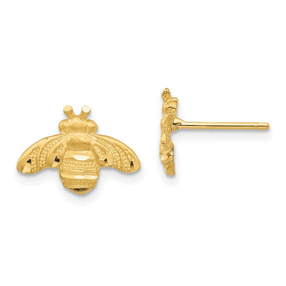 14K Gelbgold Diamantiert Biene Ohrstecker