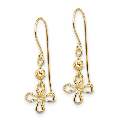 14K Gelbgold Offen Klee Ohrhänger