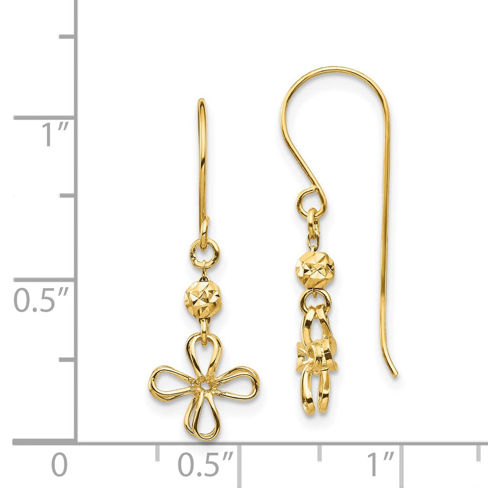 14K Gelbgold Offen Klee Ohrhänger