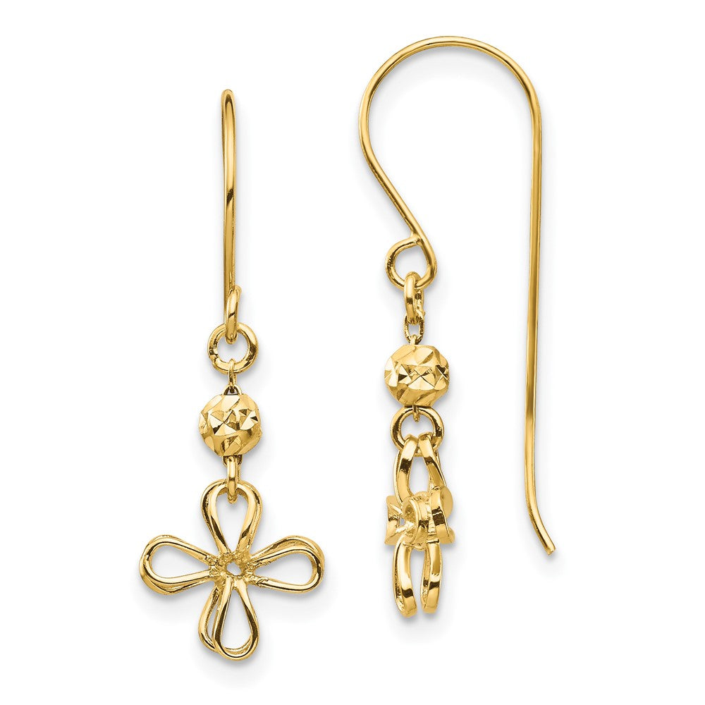 14K Gelbgold Offen Klee Ohrhänger