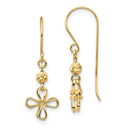 14K Gelbgold Offen Klee Ohrhänger