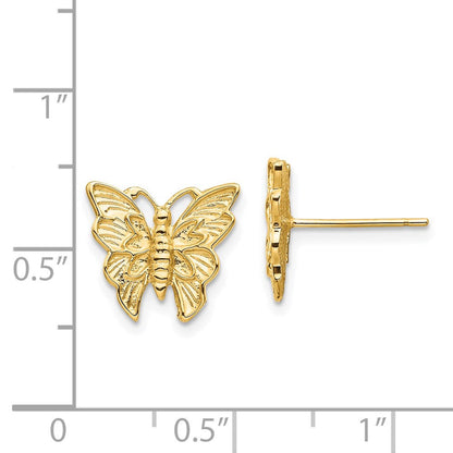 14K Gelbgold Poliert Schmetterling Ohrstecker