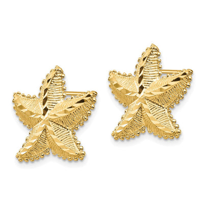 14K Gelbgold Diamantiert Seestern Ohrstecker