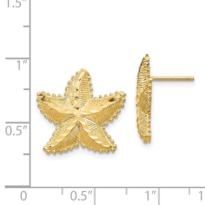 14K Gelbgold Diamantiert Seestern Ohrstecker