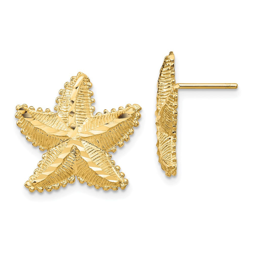 14K Gelbgold Diamantiert Seestern Ohrstecker