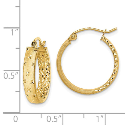 14K Gelbgold Poliert Diamantiert In/out Creolen