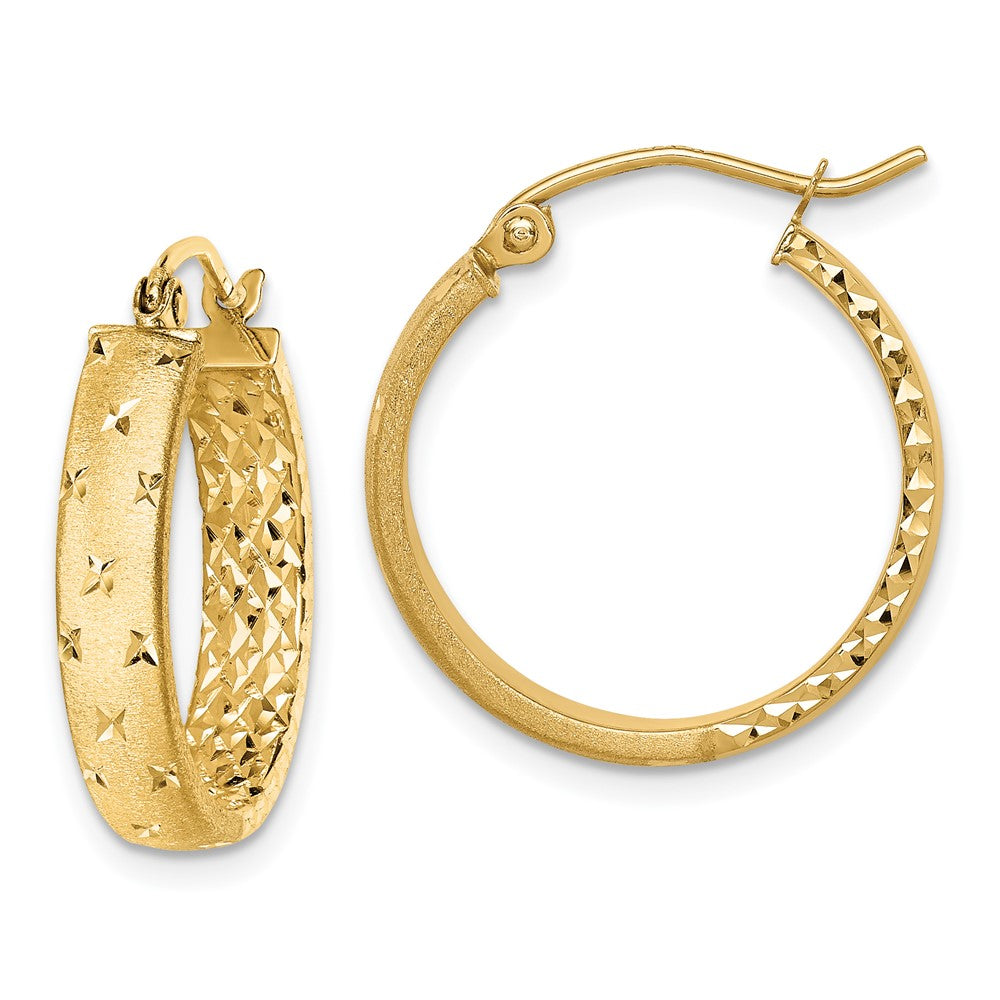 14K Gelbgold Poliert Diamantiert In/out Creolen