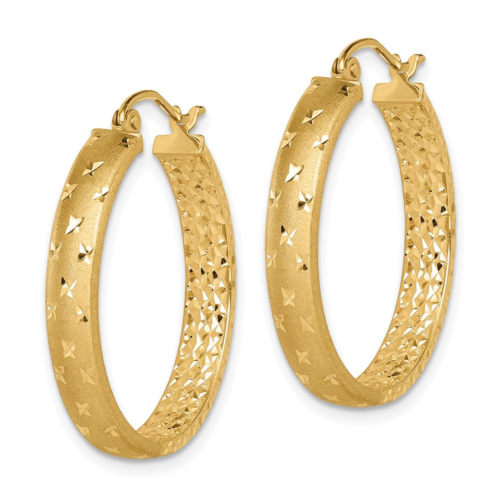 14K Gelbgold Satiniert und Poliert Diamantiert In/out Creolen