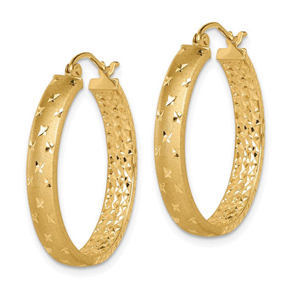 14K Gelbgold Satiniert und Poliert Diamantiert In/out Creolen