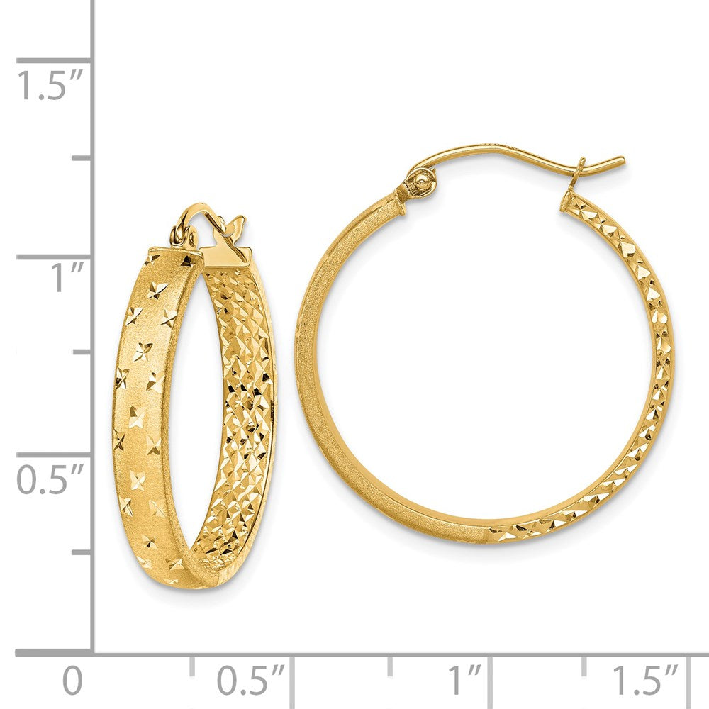 14K Gelbgold Satiniert und Poliert Diamantiert In/out Creolen