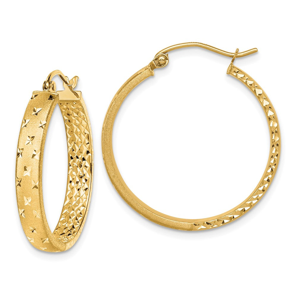 14K Gelbgold Satiniert und Poliert Diamantiert In/out Creolen