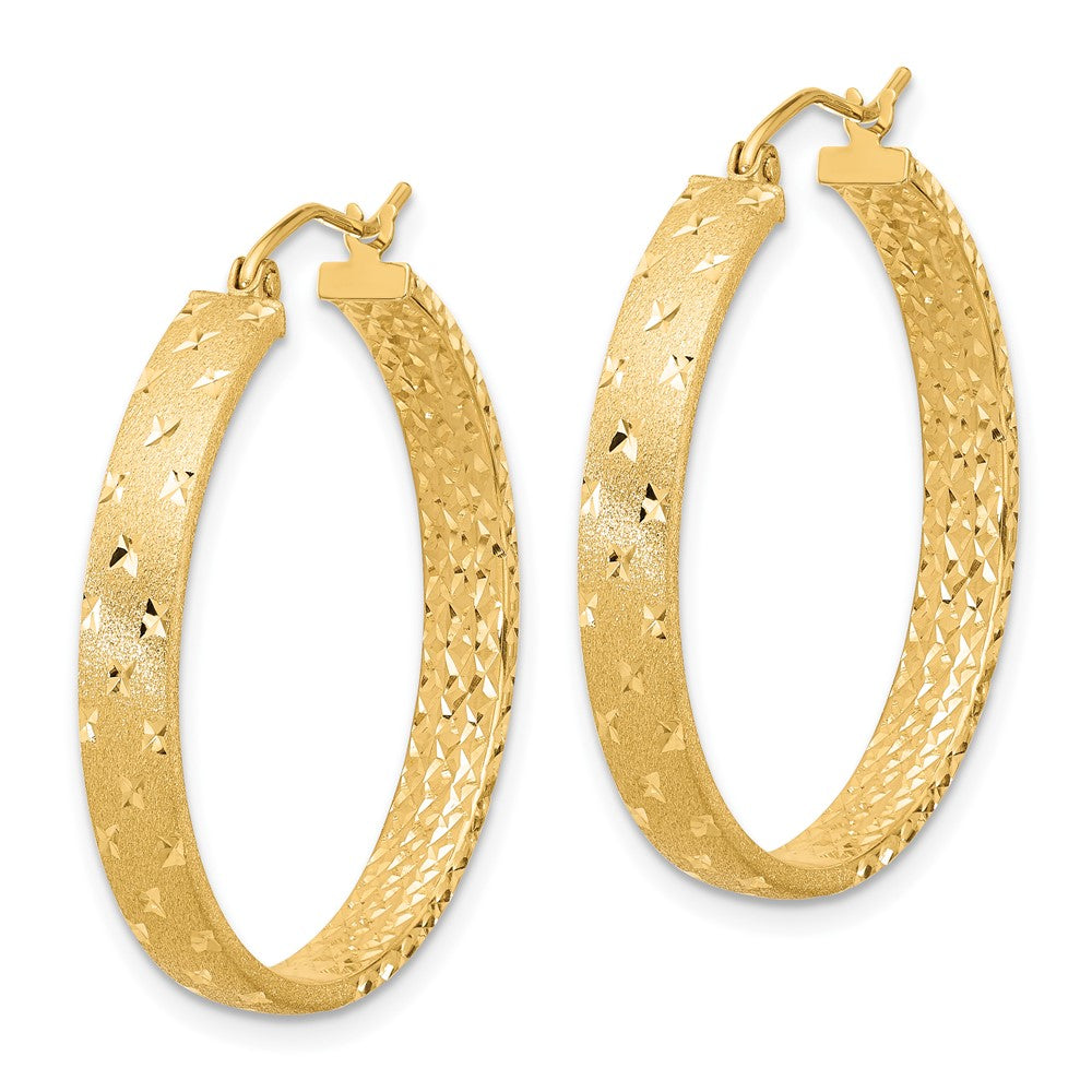 14K Gelbgold Poliert Diamantiert In/out Creolen