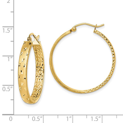14K Gelbgold Poliert Diamantiert In/out Creolen