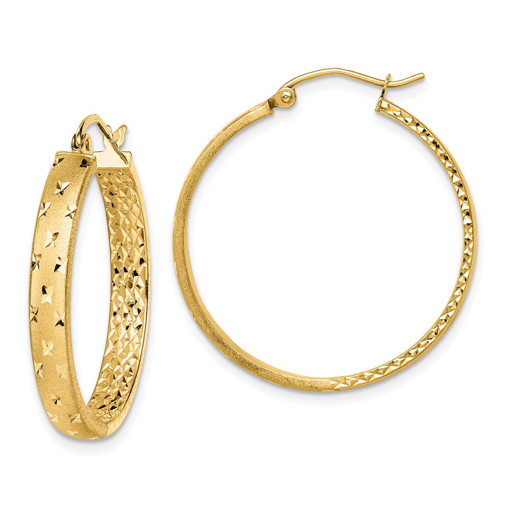 14K Gelbgold Poliert Diamantiert In/out Creolen