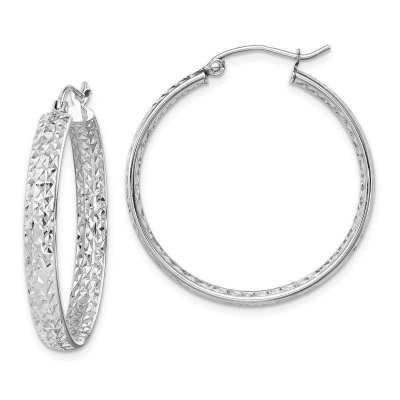 14K Weißgold Diamantiert In/out Creolen