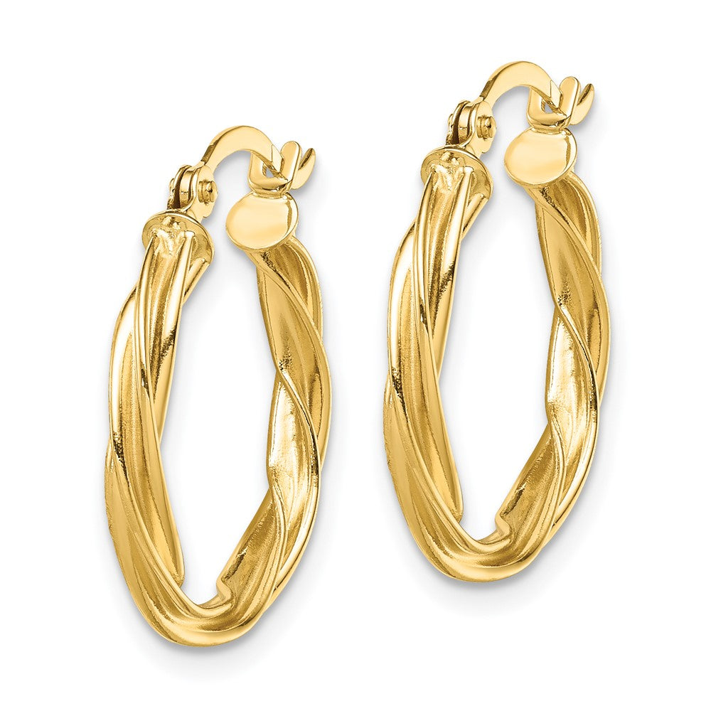 14K Gelbgold Poliert Gedreht 2.5mm Creolen