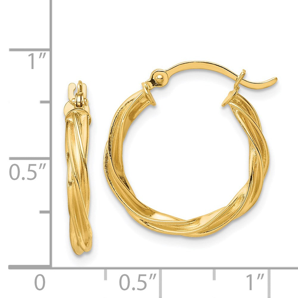 14K Gelbgold Poliert Gedreht 2.5mm Creolen