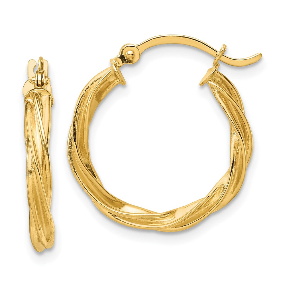 14K Gelbgold Poliert Gedreht 2.5mm Creolen