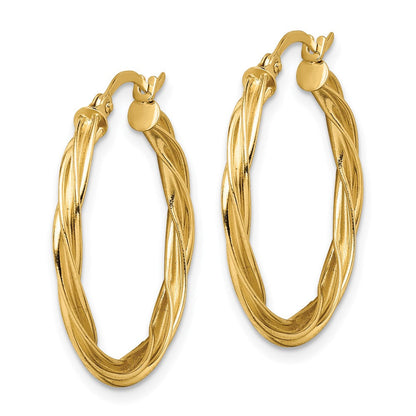 14K Gelbgold Poliert Gedreht 2.5mm Creolen