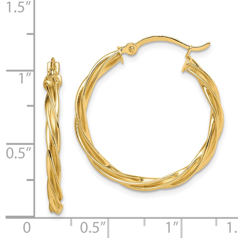 14K Gelbgold Poliert Gedreht 2.5mm Creolen