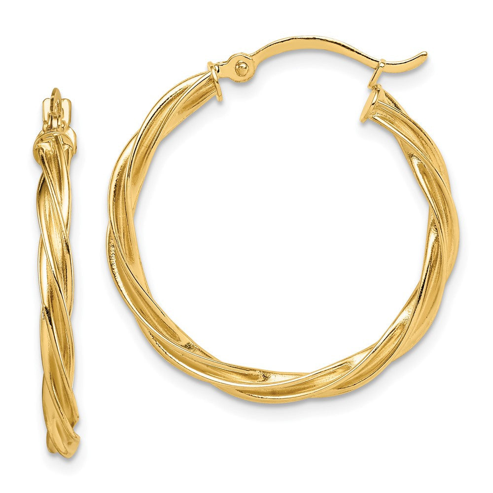14K Gelbgold Poliert Gedreht 2.5mm Creolen