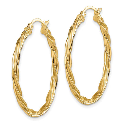 14K Gelbgold Poliert 2.5mm Gedreht Creolen