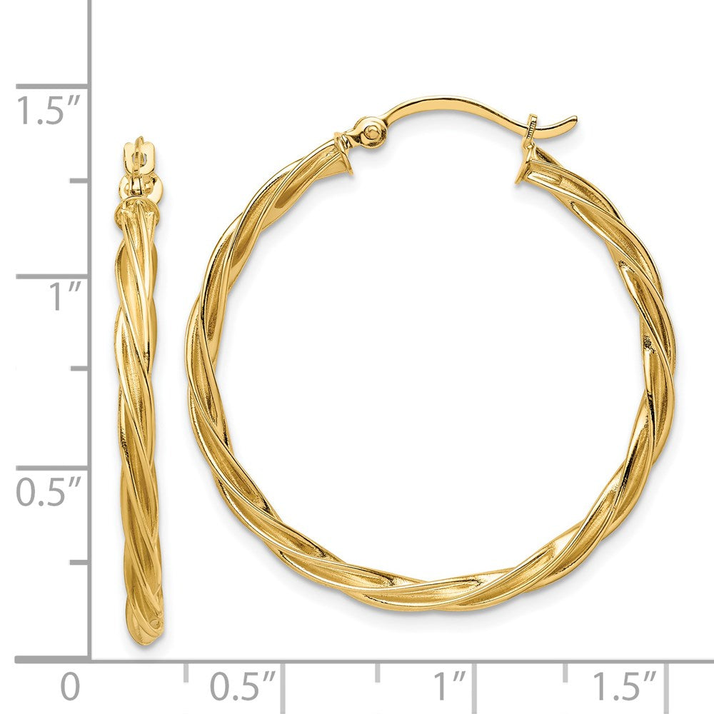 14K Gelbgold Poliert 2.5mm Gedreht Creolen