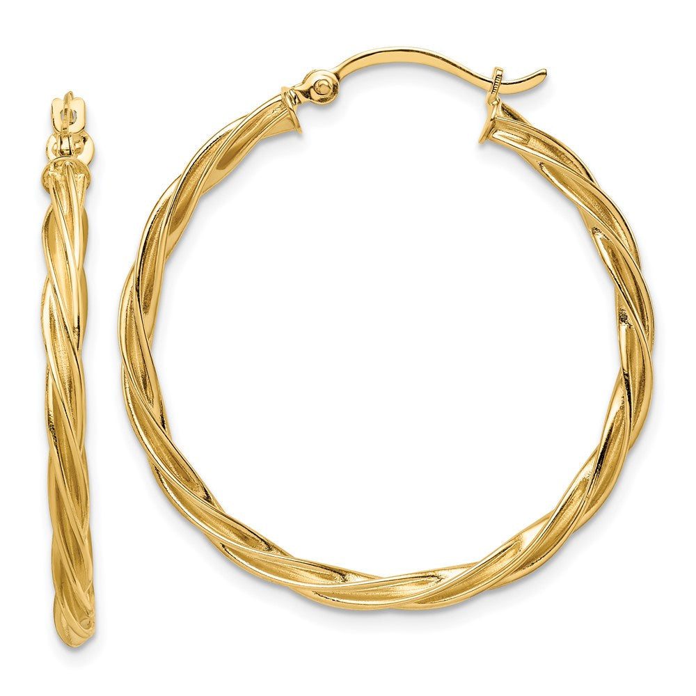 14K Gelbgold Poliert 2.5mm Gedreht Creolen