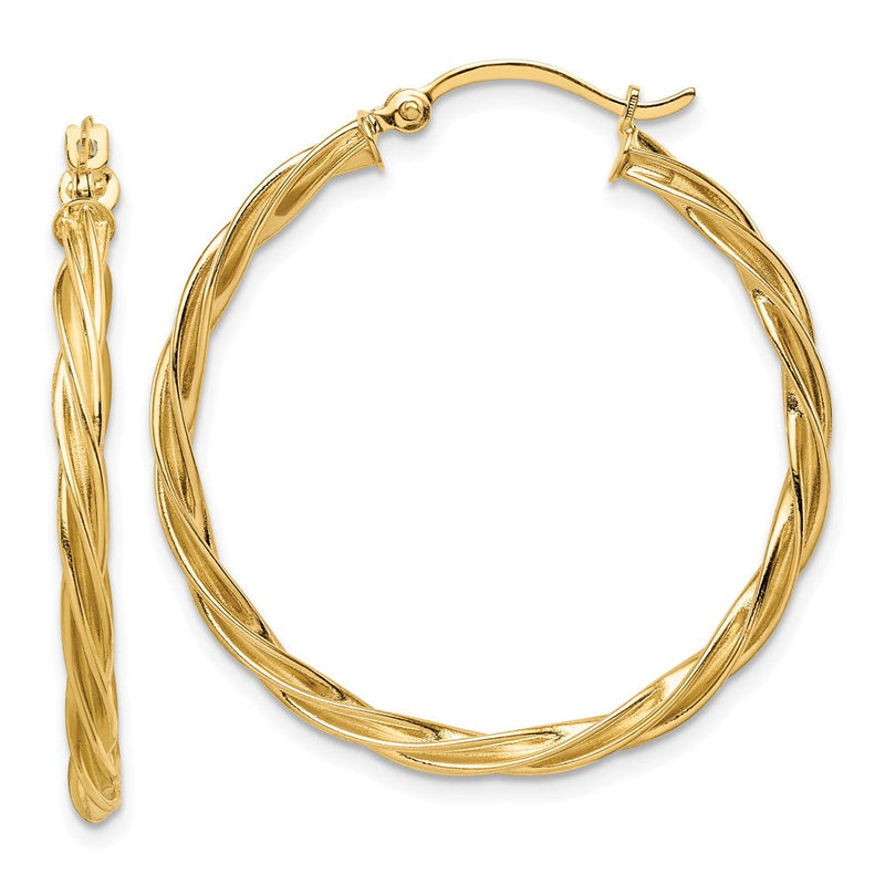 14K Gelbgold Poliert 2.5mm Gedreht Creolen
