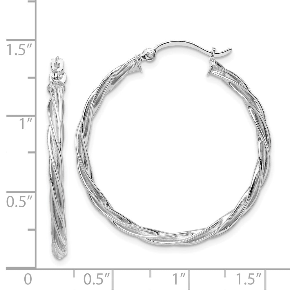14K Weißgold Poliert 2.5mm Gedreht Creolen