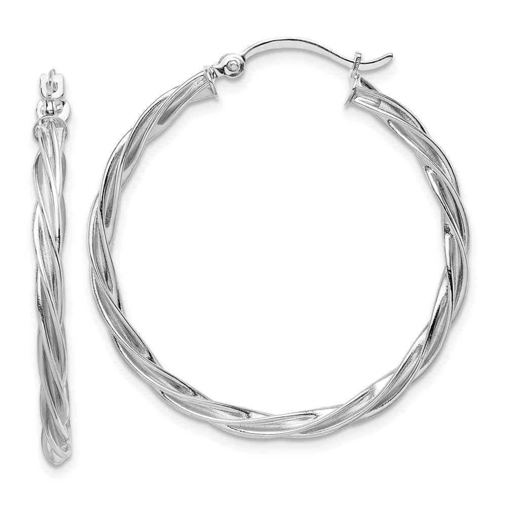 14K Weißgold Poliert 2.5mm Gedreht Creolen