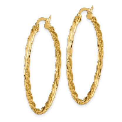 14K Gelbgold Poliert Gedreht 2.5mm Creolen