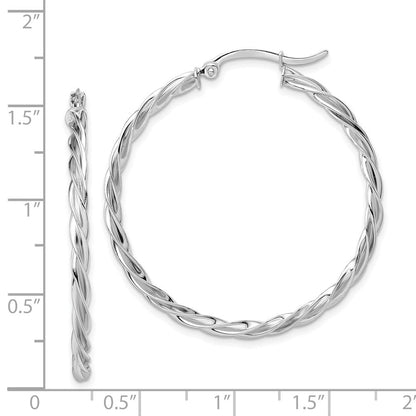14K Weißgold Poliert Gedreht 2.5mm Creolen
